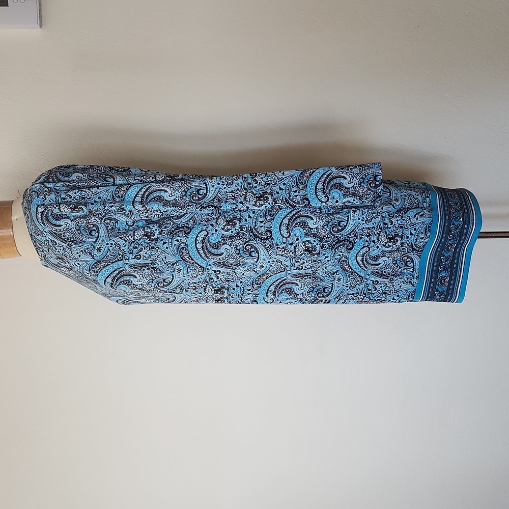 NWT Michael Kors Long Sleeve Blue Paisley Shift Dress Medium - Picture 3 of 8